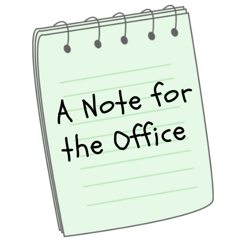 Notepad that says a note for the office